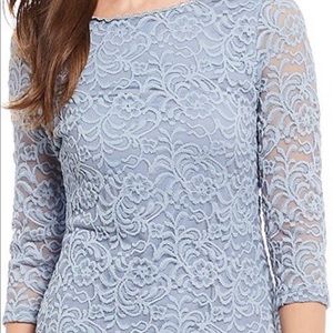 KARL LAGERFELD 3/4 sleeve Lace Stretch Scallop Top